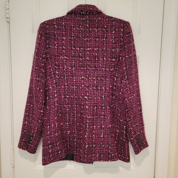 KARL LAGERFELD PARIS TWEED DOUBLE-BREASTED BLAZER SZ 10 - Picture 8 of 16